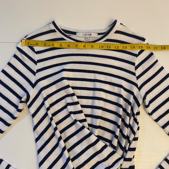 Joe's Jeans Collection Twist Wrap Striped Blouse Navy / Cream Size Small - Picture 11 of 12